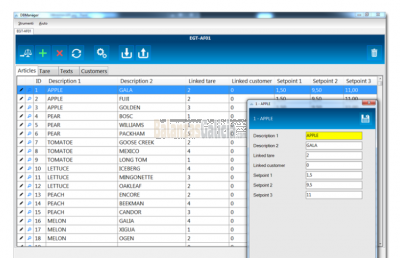 Programa PC "BG-DATABASE-MG" Programa para PC para la compilación rápida de los archivos de la báscula en visores BG-0953