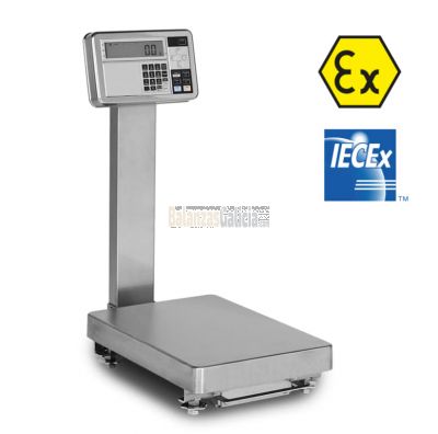 Báscula de mesa de alta precisión, certificada ATEX/IECEx para zona 0. Grado de protección Ex II 1G Ex ia II B T4 Ga para gas.
Homologada CE-M (OIML R-76 / EN 45501).