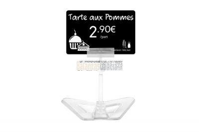 Soporte tarjeta portaprecios base cristal 8 cm altura - Set 25 unidades