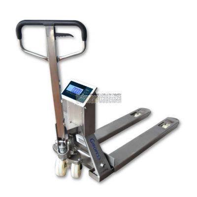 Transpaleta Pesadora TP410i - WIDE de Acero Inoxidable IP68 - PALET AMERICANO