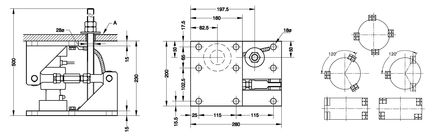 AC74907 Soporte completo para silos, con antivuelvo para las células GIP, GIPD y G8R (para una célula)