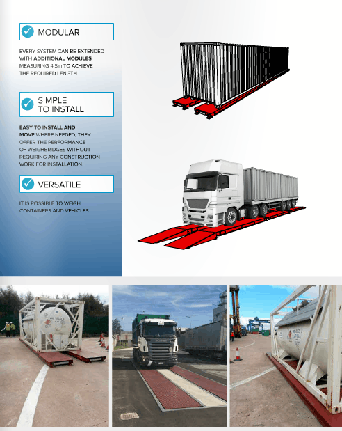 Báscula modular transportable para pesaje contenedores marítimos hasta 80.000 Kg