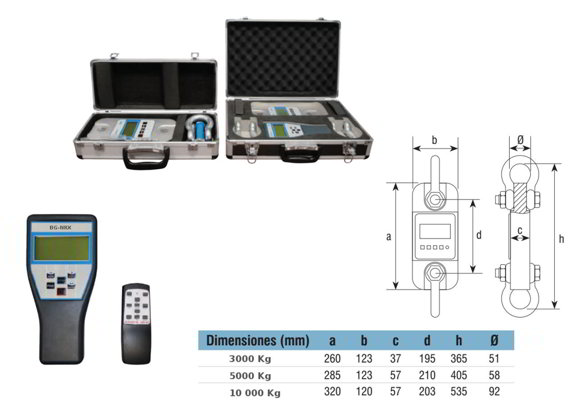 Gancho pesador portátil y/o dinamómetro de carga para fuerzas de tracción - hasta 10 toneladas
