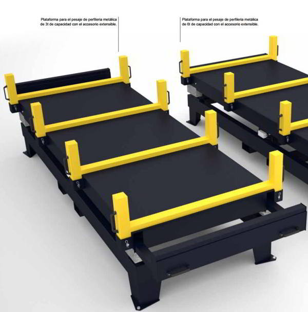 Plataforma de 4 células diseñada para pesar hierros y barras. Combina robustez con un concepto multiuso gracias a los soportes extraïbles.